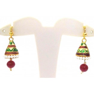 Meenakari Minakari Enamel Jhumka Jhumki Handmade Earring Jewelry Chandelier A116